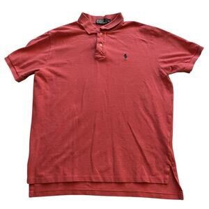Ralph Lauren Faded Red Polo Mens XL Blue Pony Cotton Short Sleeve Shirt